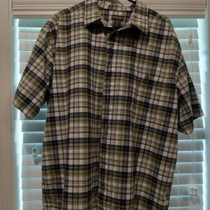 St. John's Bay Green and Black Casual Button Down Shirt
